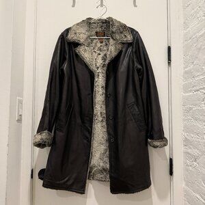 Lined leather coat